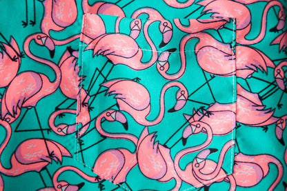Herren Kurzarmhemd Flamingo Muster Leicht Sommer
