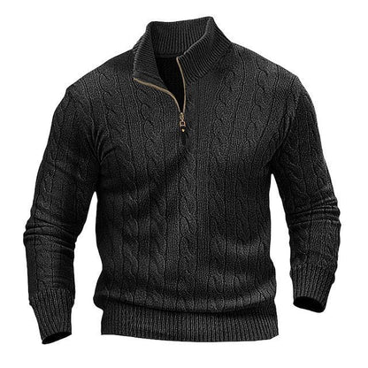 Herren Pullover Strick Elegант Stehkragen Reißverschluss