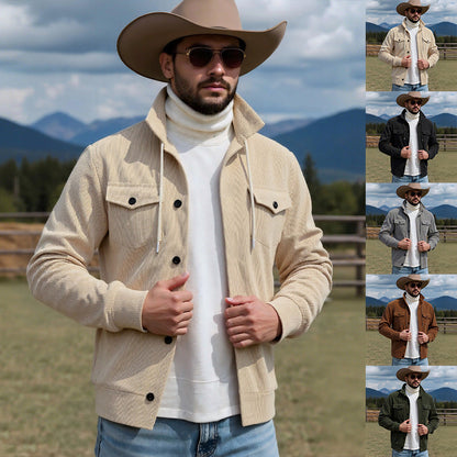 Herren Cordjacke Praktisch mit Brusttaschen und Kordelzug Modern