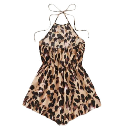 Ärmelloser Damen Jumpsuit Tiermuster Mit Trägern