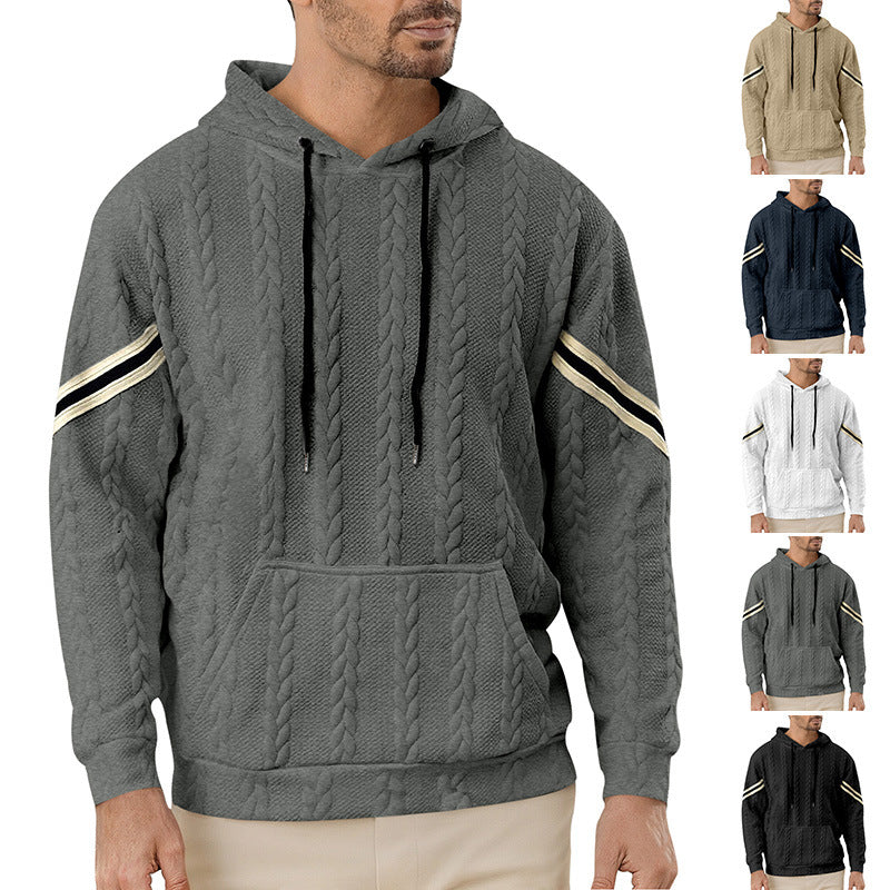 Herren Kapuzenpullover Strukturiert Kontrast Akzent Modern - BerlinGlamour