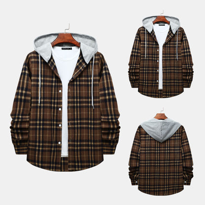 Herren Karohemdjacke Lässig Mit Kapuze Modern - BerlinGlamour
