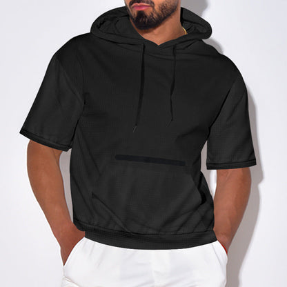 Herren Hoodie Kurzarm atmungsaktiv mit Kängurutasche Sportlich