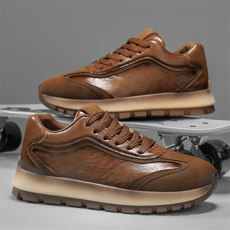 Damen Sneaker Weiches Leder Bequem Dämpfende Sohle