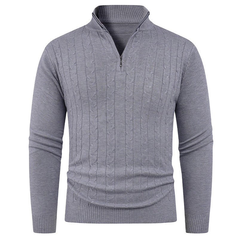Herren Pullover Strukturiert mit Reißverschluss Kragen Modern