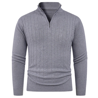 Herren Pullover Strukturiert mit Reißverschluss Kragen Modern