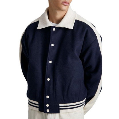 Herren Lederjacke Lässig Modern Mit Kontrast Ärmeln