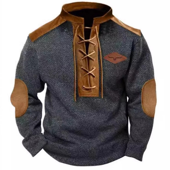 Herren Pullover Baumwolle Strukturiert Kragen Modern
