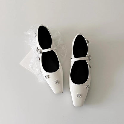 Damen Ballerinas Elegant mit Blumenapplikationen