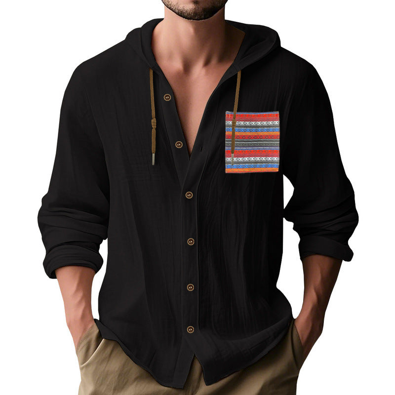 Herren Kapuzenshirt Modern mit Knopfleiste und Stylishem Design