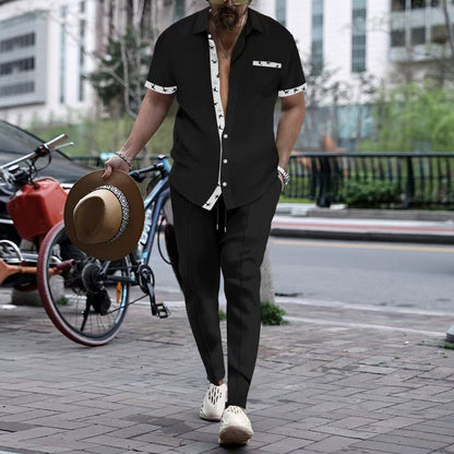 Herren Kurzarmhemd Modern und Lässige Jeanshose