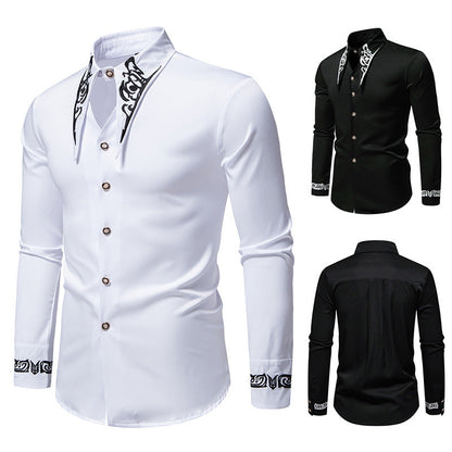 Herren Langarmhemd Elegant mit Stickerei Modern - BerlinGlamour