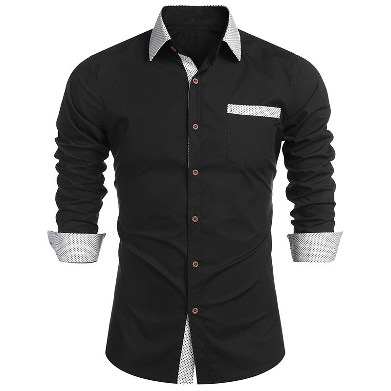 Herren Langarmhemd Elegant Kontrastdetails Slim Fit - BerlinGlamour