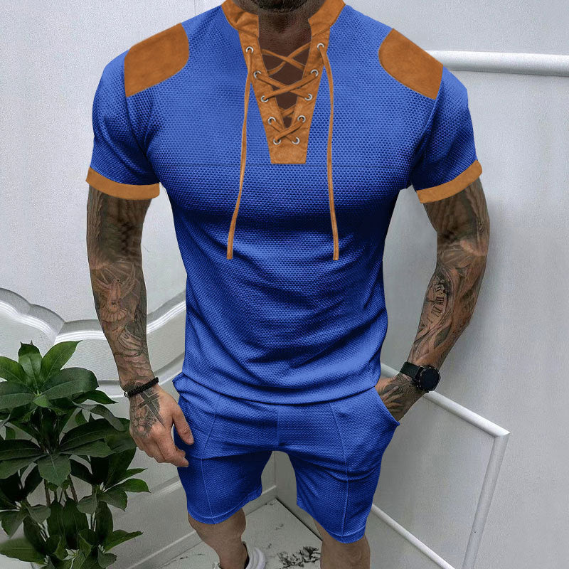 Herren Kurzarm-Set Modern Elastisch Schnür-Design