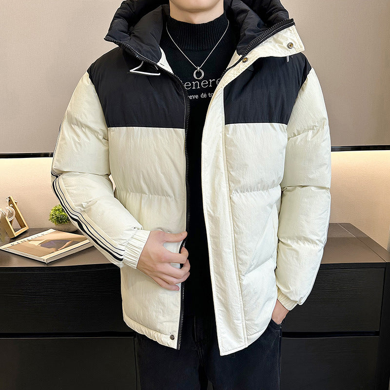 Herren Steppjacke Warm Verstellbare Kapuze Modern