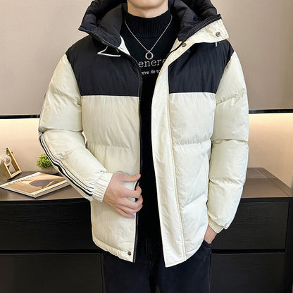 Herren Steppjacke Warm Verstellbare Kapuze Modern