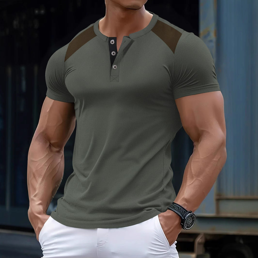 Herren Henley-Shirt Freizeit Mesh-Details Sportlich - BerlinGlamour