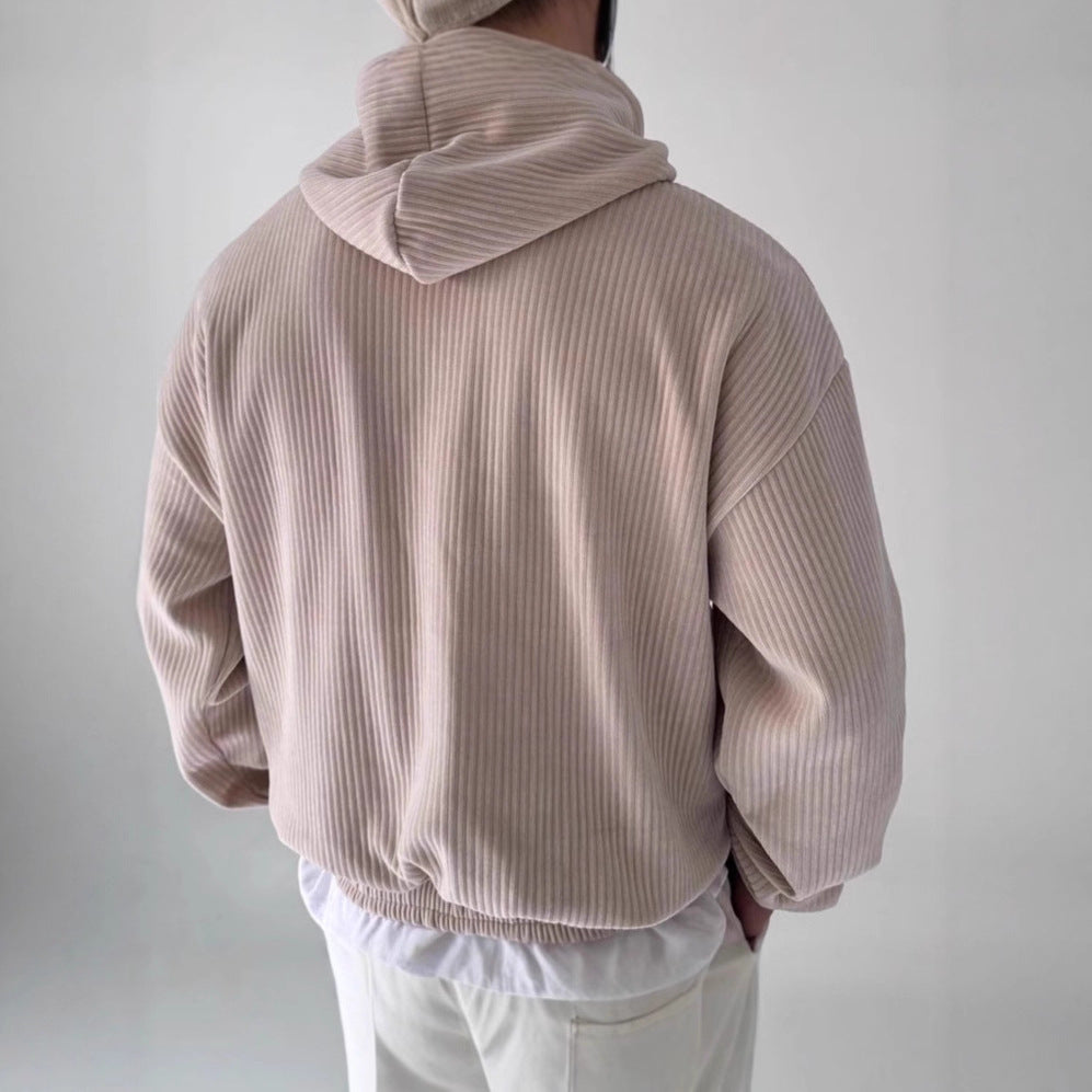 Herren Hoodie Kuschelig Rippstruktur Kängurutasche