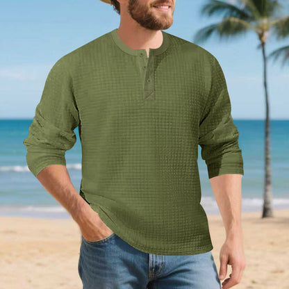 Herren Langarmshirt Elegantes mit Knöpfen und Struktur