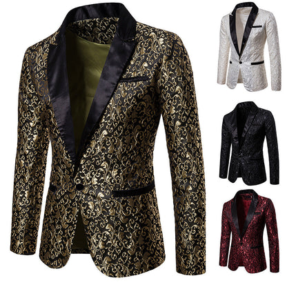 Herren Blazer mit Pailletten und Floralmuster Elegant