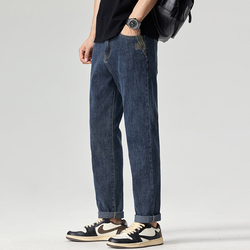 Herren Jeans Moderner Schnitt Hohe Taille Darkwash