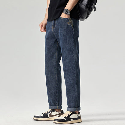 Herren Jeans Moderner Schnitt Hohe Taille Darkwash