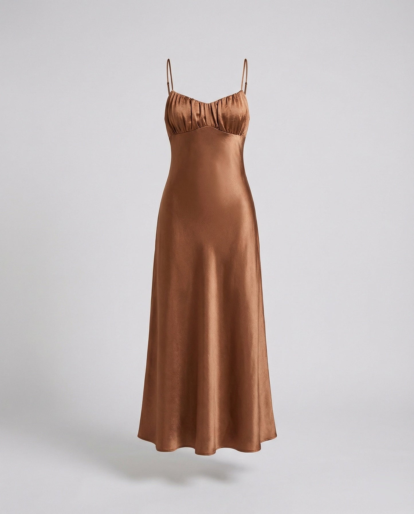 Damen Maxikleid Satin mit Spaghettiträgern Elegant