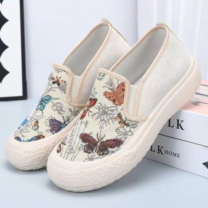 Bunte Damen Slip-On Schuhe Schmetterlingsmuster