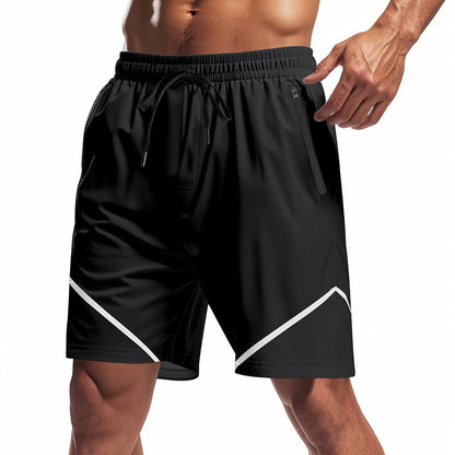 Herren Shorts Sportlich Elastisch Mit Reißverschlusstaschen
