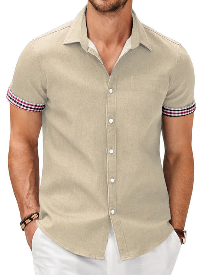 Herren Kurzarmhemd mit modernem Denim-Look und stylischem Karo-Muster BerlinGlamour, der das Leben erleichtert.