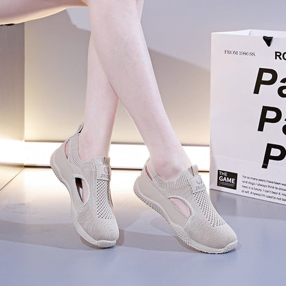 Damen Laufschuhe Atmungsaktiv mit elastischem Strickdesign und rutschfester Sohle