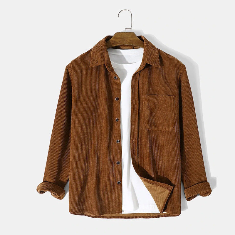 Herren Cordjacke Bequem Grün Lederoptik - BerlinGlamour