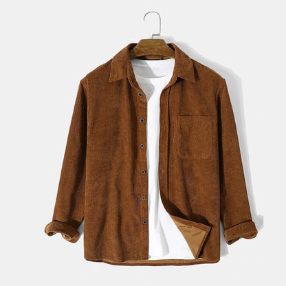 Herren Cordjacke Bequem Grün Lederoptik - BerlinGlamour