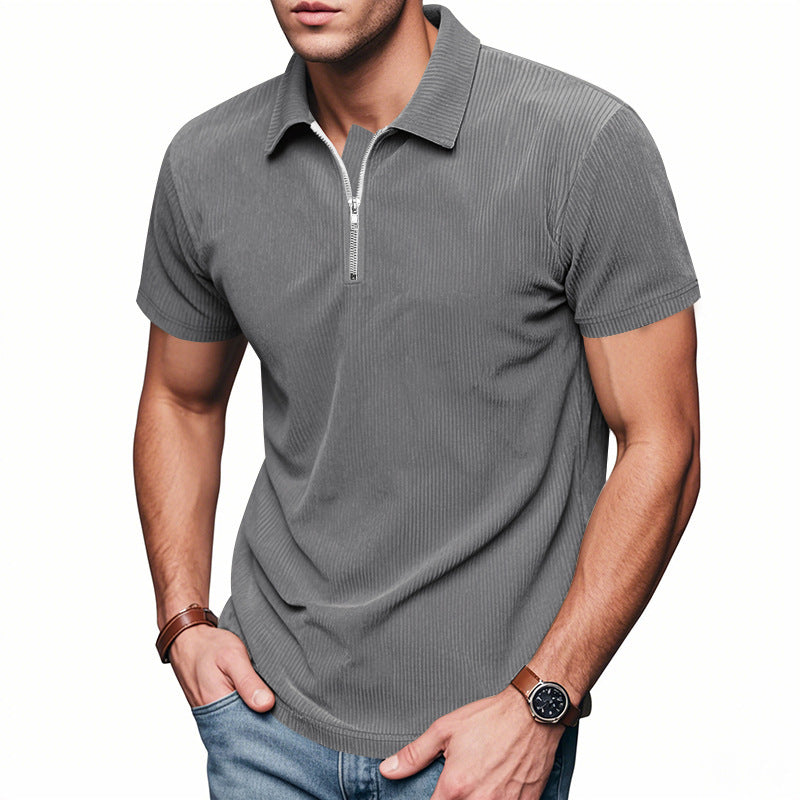 Herren Poloshirt Kurzarm Sportlich Reißverschluss