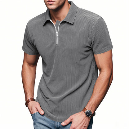 Herren Poloshirt Kurzarm Sportlich Reißverschluss