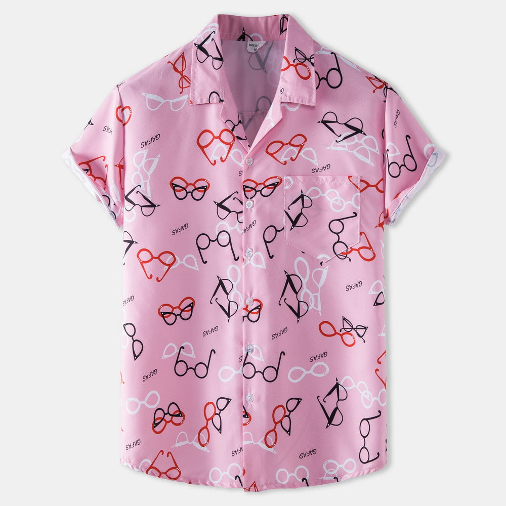 Herren Kurzarmhemd Brillenmuster Moderne Berlin Style - BerlinGlamour