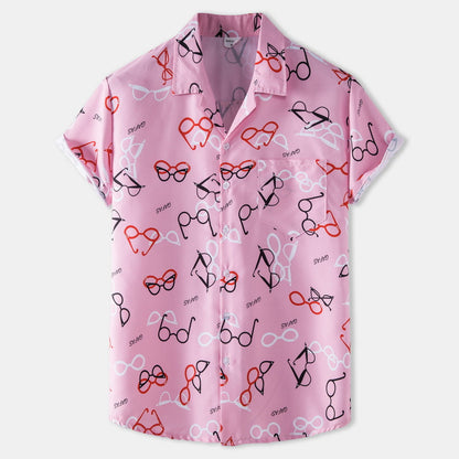 Herren Kurzarmhemd Brillenmuster Moderne Berlin Style - BerlinGlamour