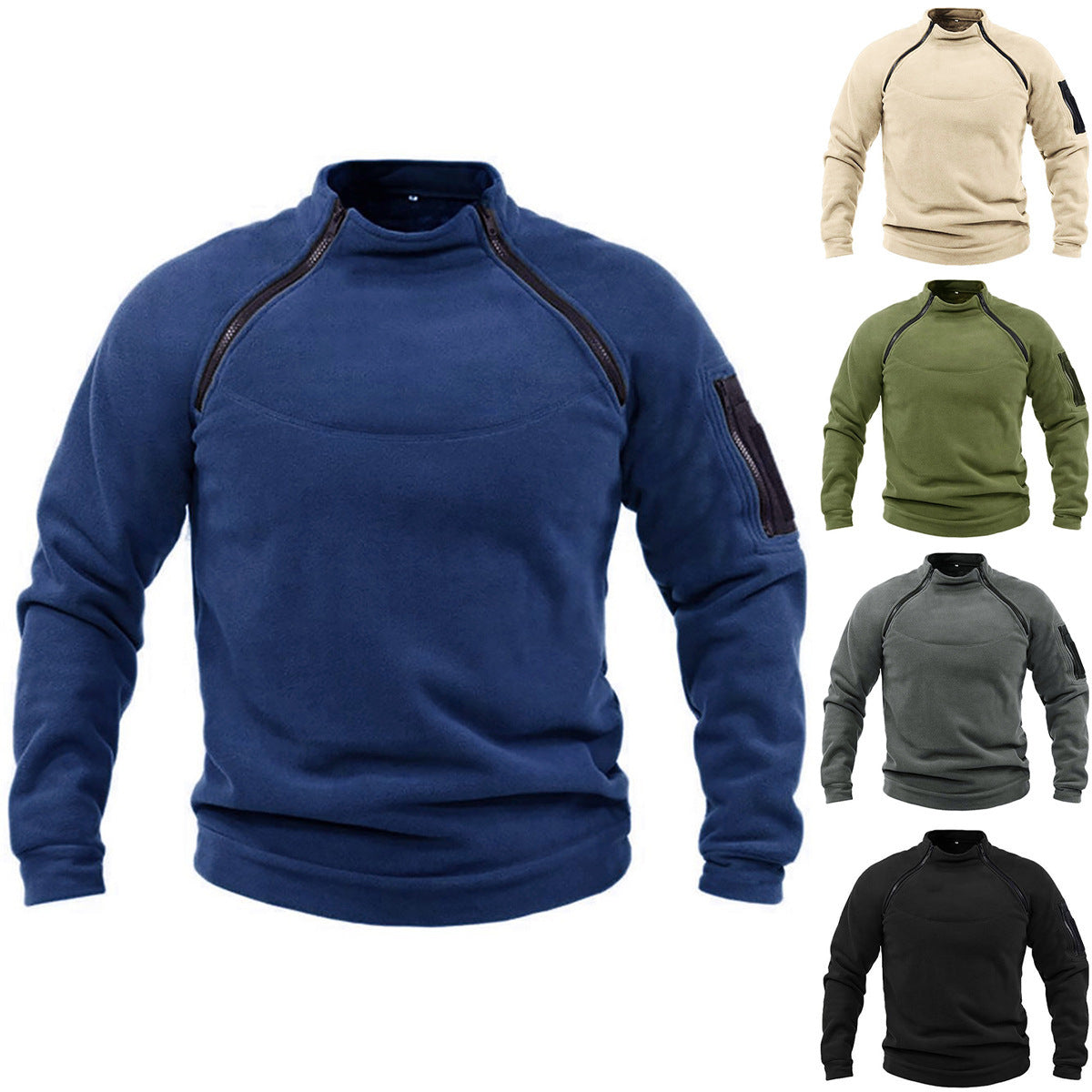 Herren Fleece-Hoodie Warm mit Reißverschluss und Hochkragen - BerlinGlamour