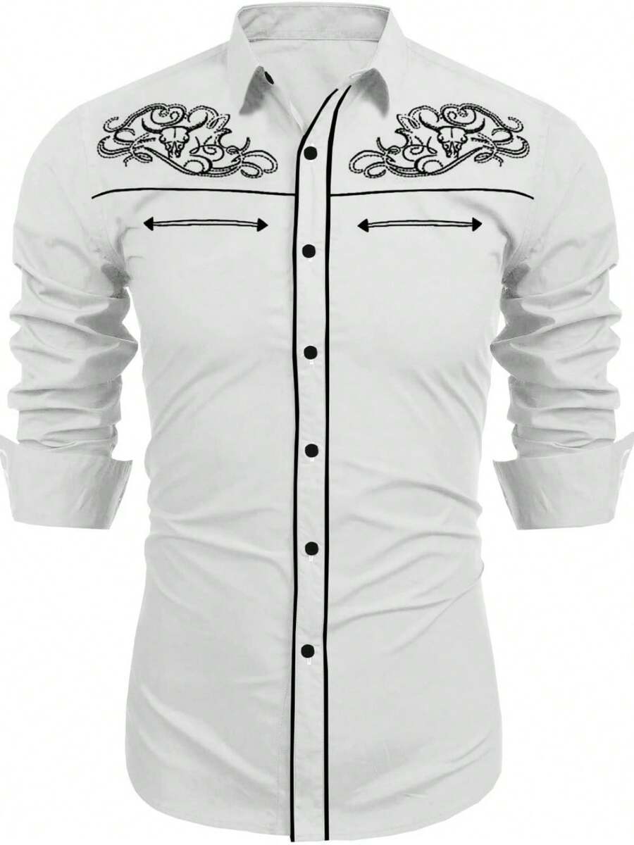 Herren Westernhemd Stickerei Modern Cowboy Stil