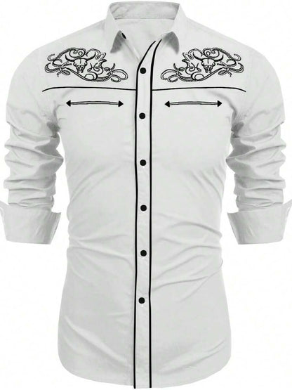 Herren Westernhemd Stickerei Modern Cowboy Stil
