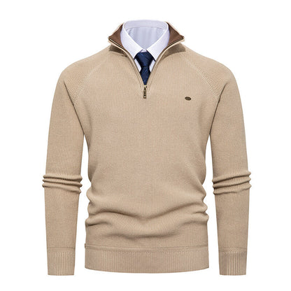 Herren Strickpullover Eleganter Stehkragen Reißverschluss Modern