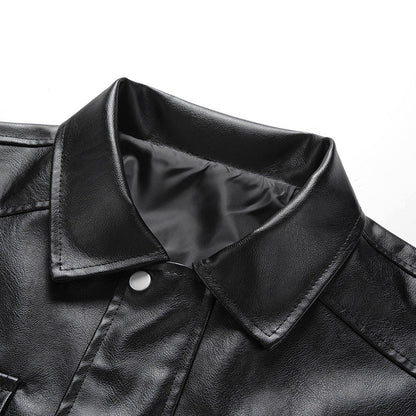 Herren Lederjacke Modern Elastisch Slim Fit Schwarz