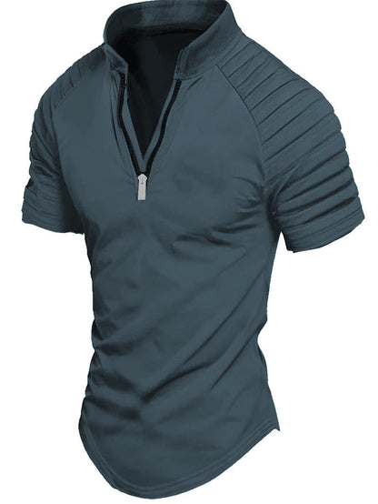 Herren Polo Kurzarm Modern Reißverschluss Sportlich