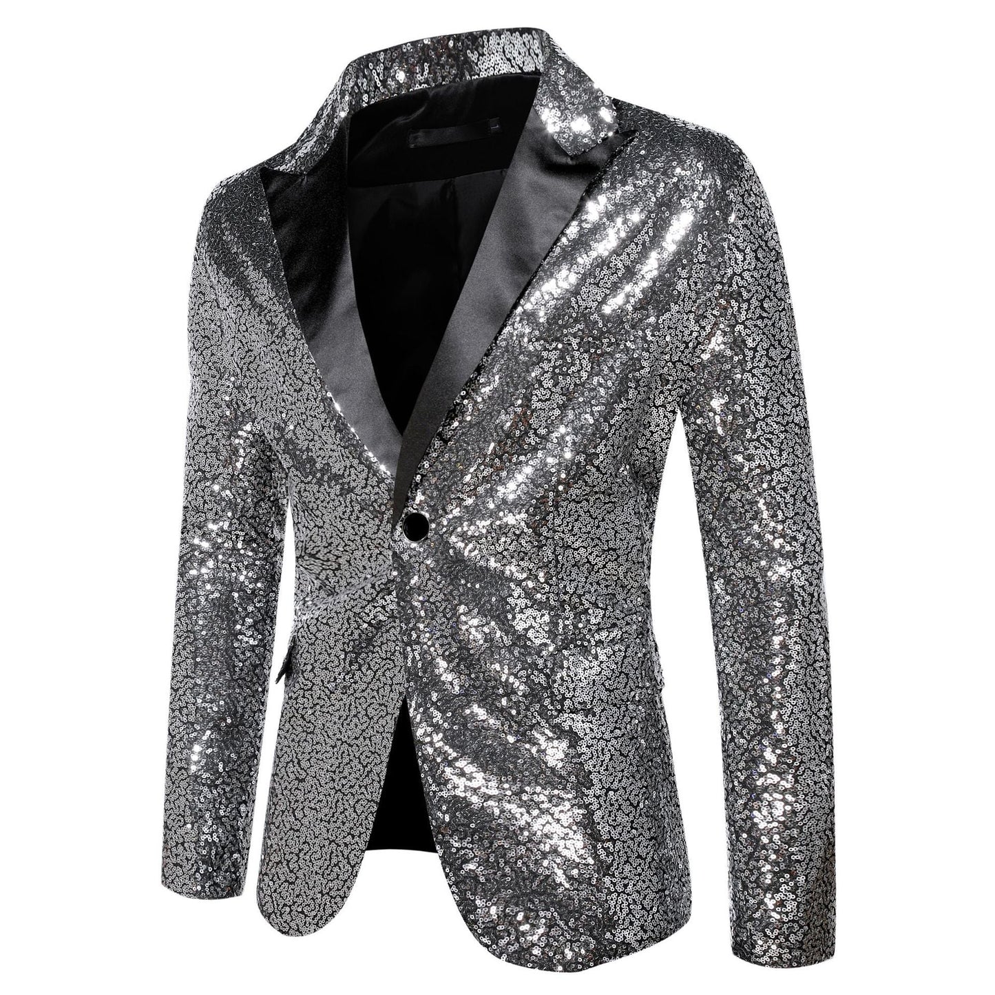 Herren Glitzer Smokingsjacke Schwarz Elegant
