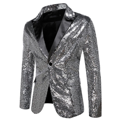Herren Glitzer Smokingsjacke Schwarz Elegant