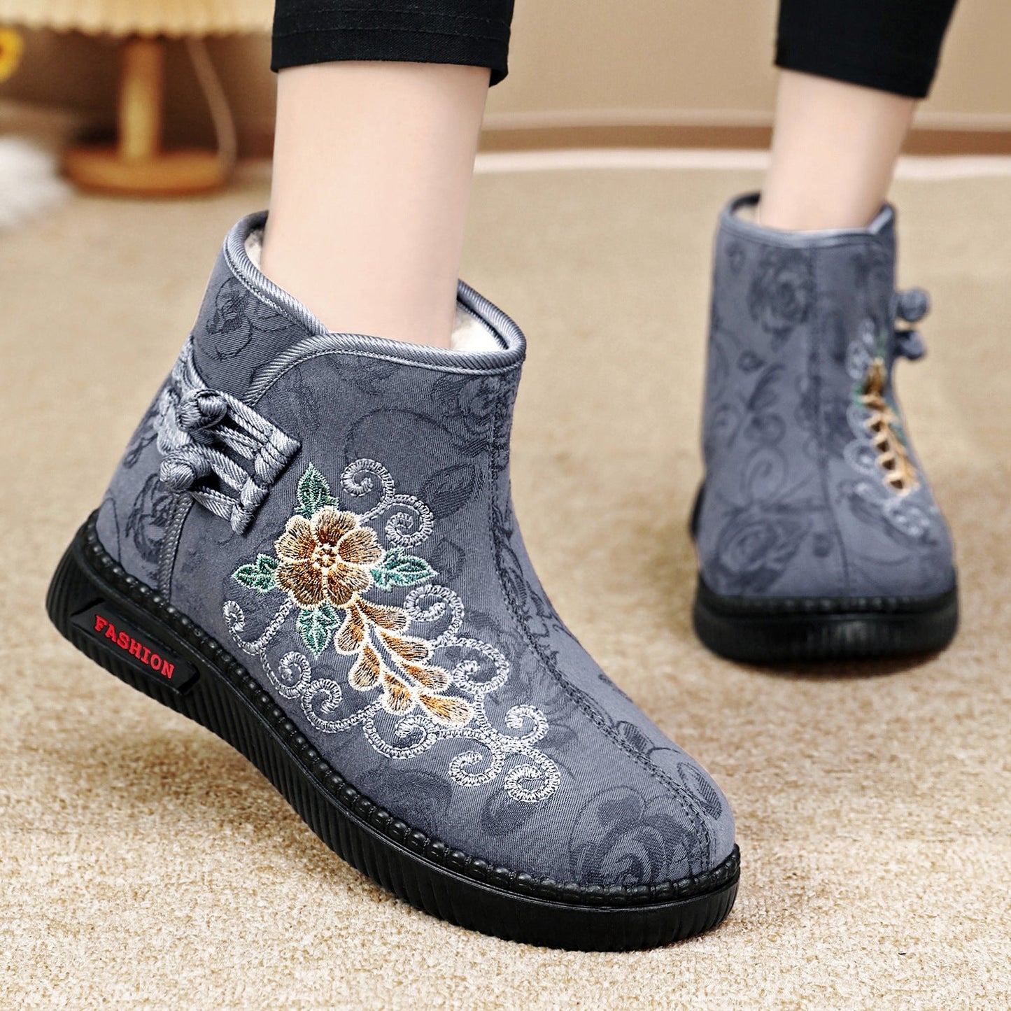 Damen Stiefeletten Elegant Bestickt Schuhe Modisch