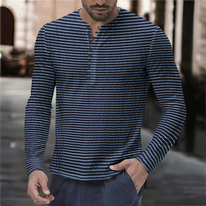 Herren Langarmshirt Streifenmuster Modern