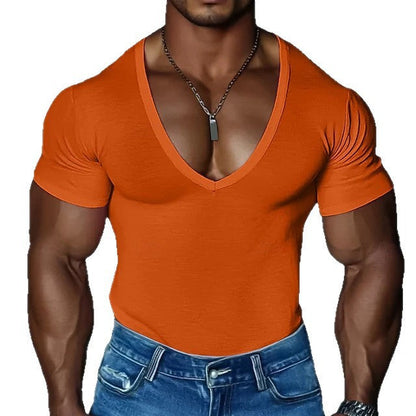 Herren T-Shirt V-Ausschnitt Figurbetont SlimFit Baumwolle Berlin