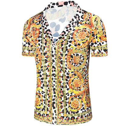 Herren Kurzarmhemd Modern mit buntem Druck und stylischem Design