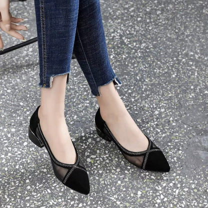 Damen Pumps Hochhackig Transparent Mesh Glitzerdetail
